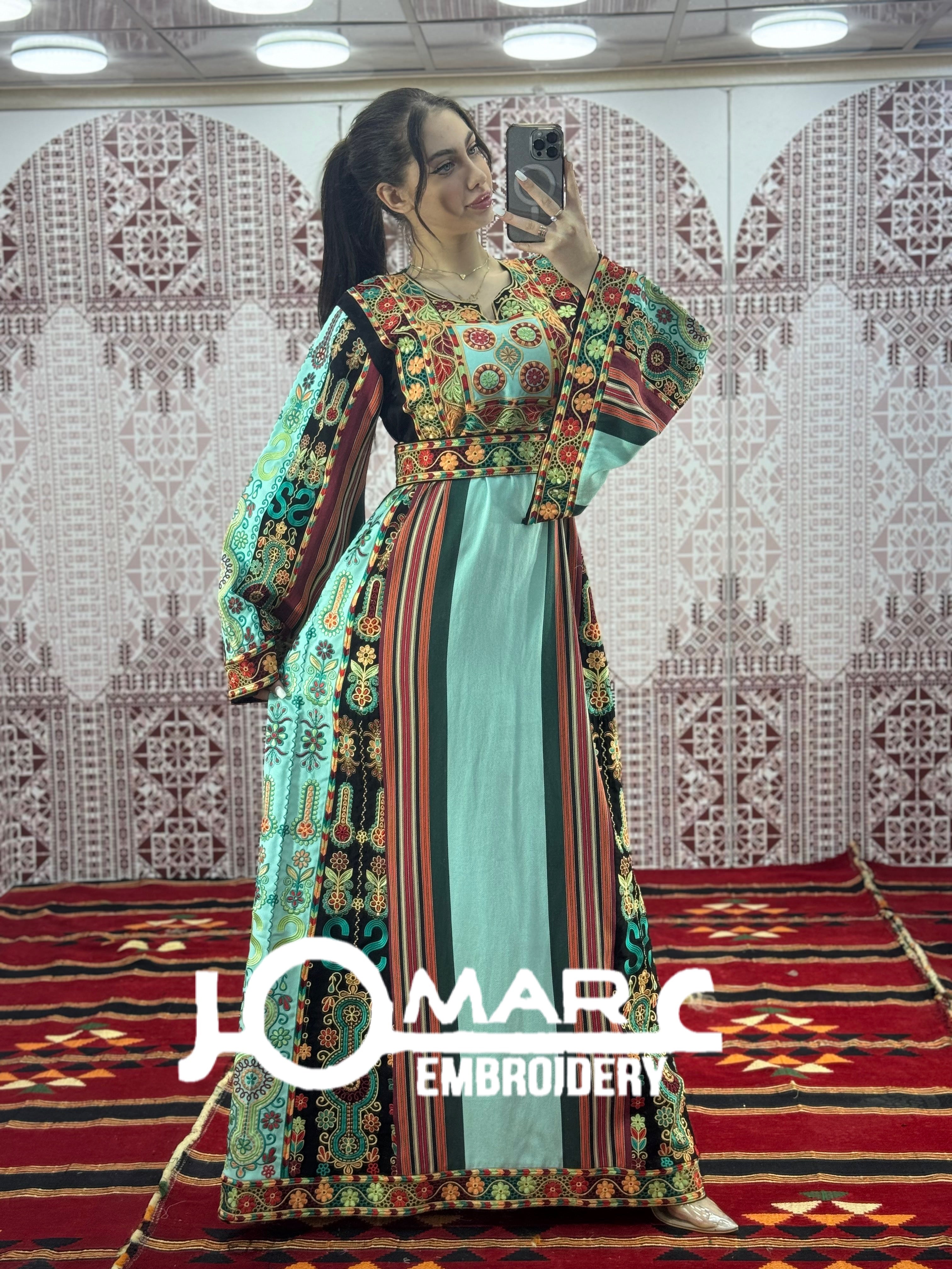 Majdalawi Palestinian thobe Tatreez Embroidered Traditional Palestinian Arabic Dress
