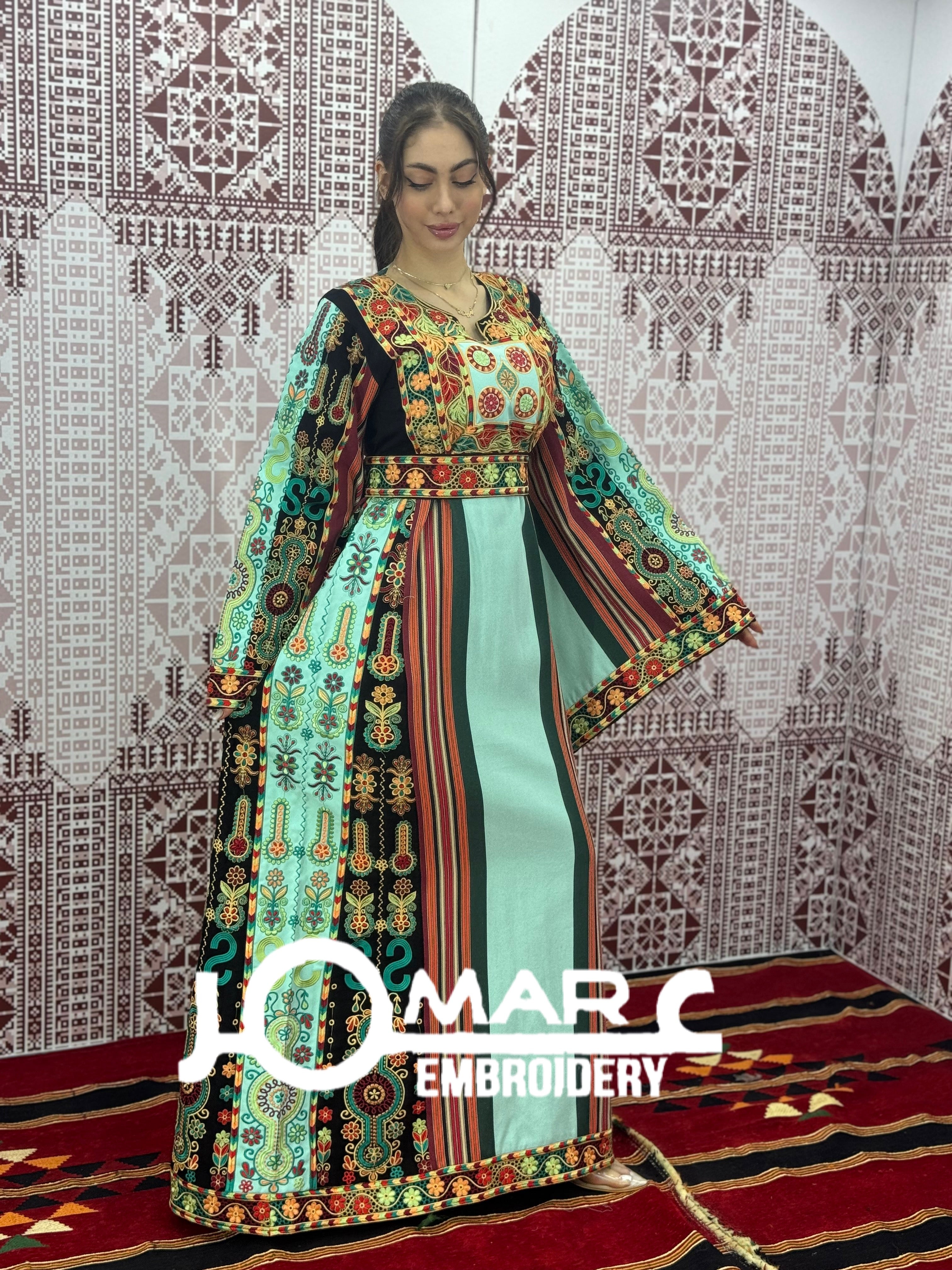 Majdalawi Palestinian thobe Tatreez Embroidered Traditional Palestinian Arabic Dress