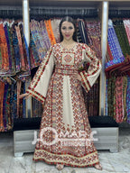 Beige Embroidery Delicate with Stone Embroidery Thobe