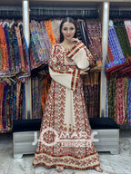 Beige Embroidery Delicate with Stone Embroidery Thobe