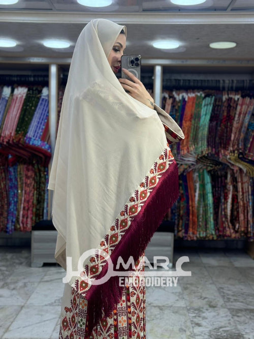 Beige Embroidery Delicate with Stone Embroidery Thobe