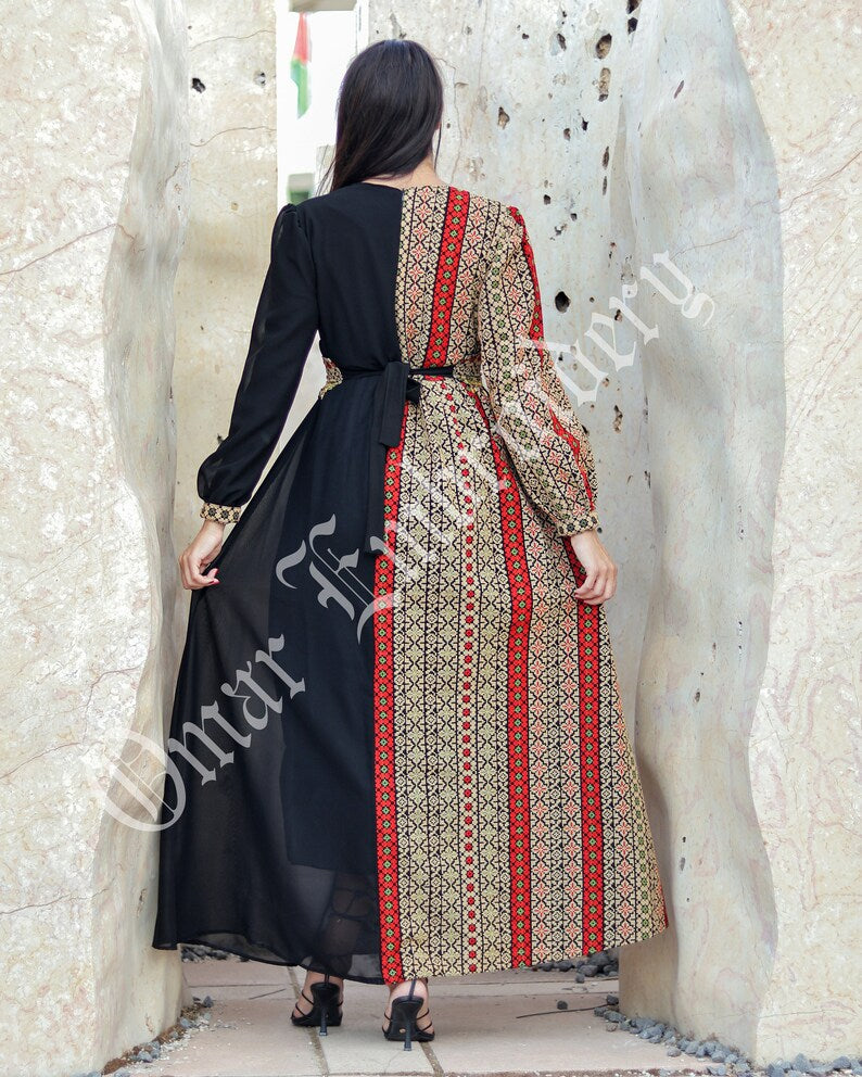 Palestinian Thobe Embroidered Maxi Dress Palestinian Princess Design And Embroidery ثوب فلسطيني مطرز