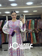 White Malacca Embroidery Delicate with Stone Embroidery Thobe