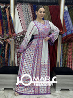 White Malacca Embroidery Delicate with Stone Embroidery Thobe