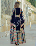 Palestinian thobe Vlevet Tatreez Embroidered Traditional Palestinian Arabic Dress ثوب مخمل