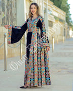 Palestinian thobe Vlevet Tatreez Embroidered Traditional Palestinian Arabic Dress ثوب مخمل