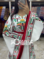 White Palestinian Embroidery Delicate with Stone Embroidery Thobe