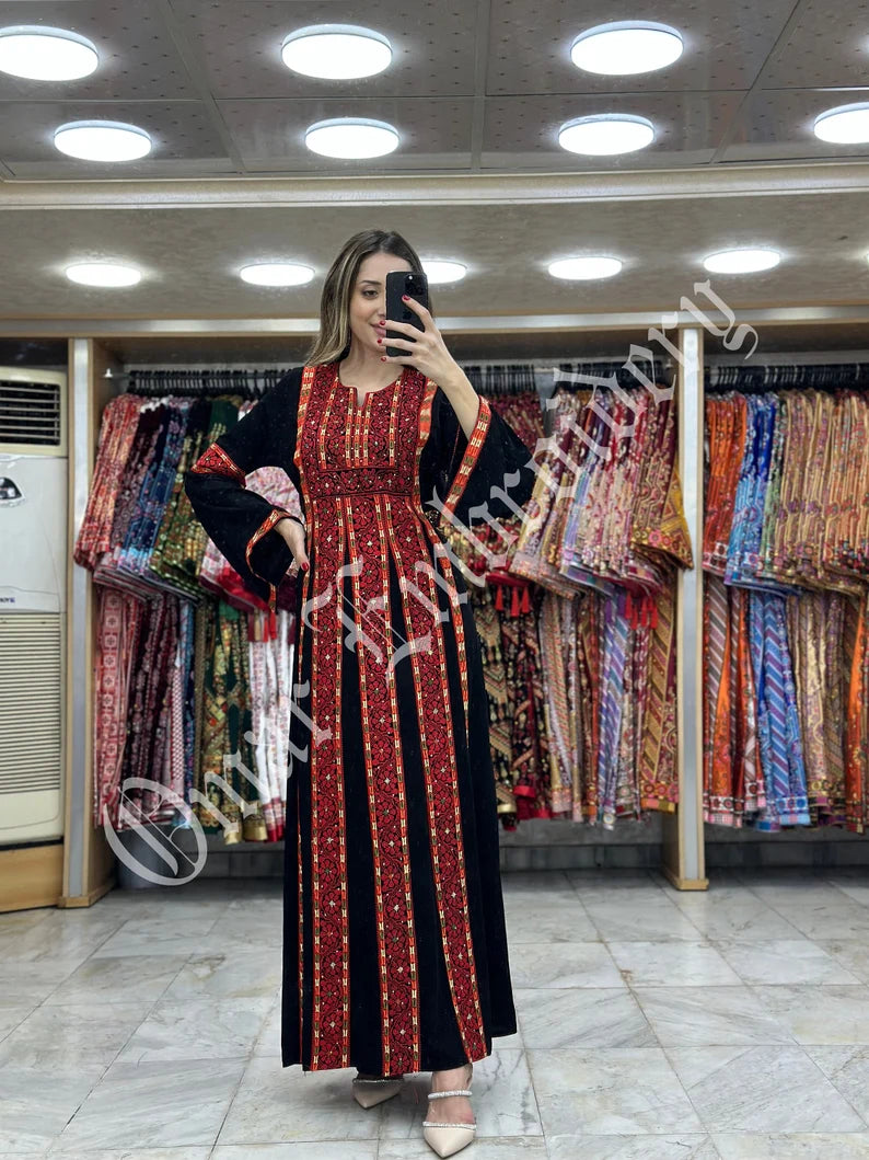 Palestinian thobe Tatreez Embroidered Traditional Palestinian Arabic Dress