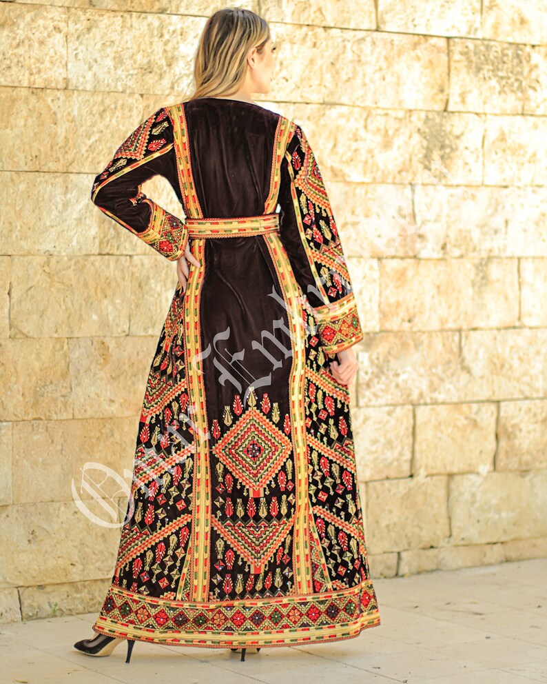 Palestinian thobe Vlevet Tatreez Embroidered Traditional Palestinian Arabic Dress ث