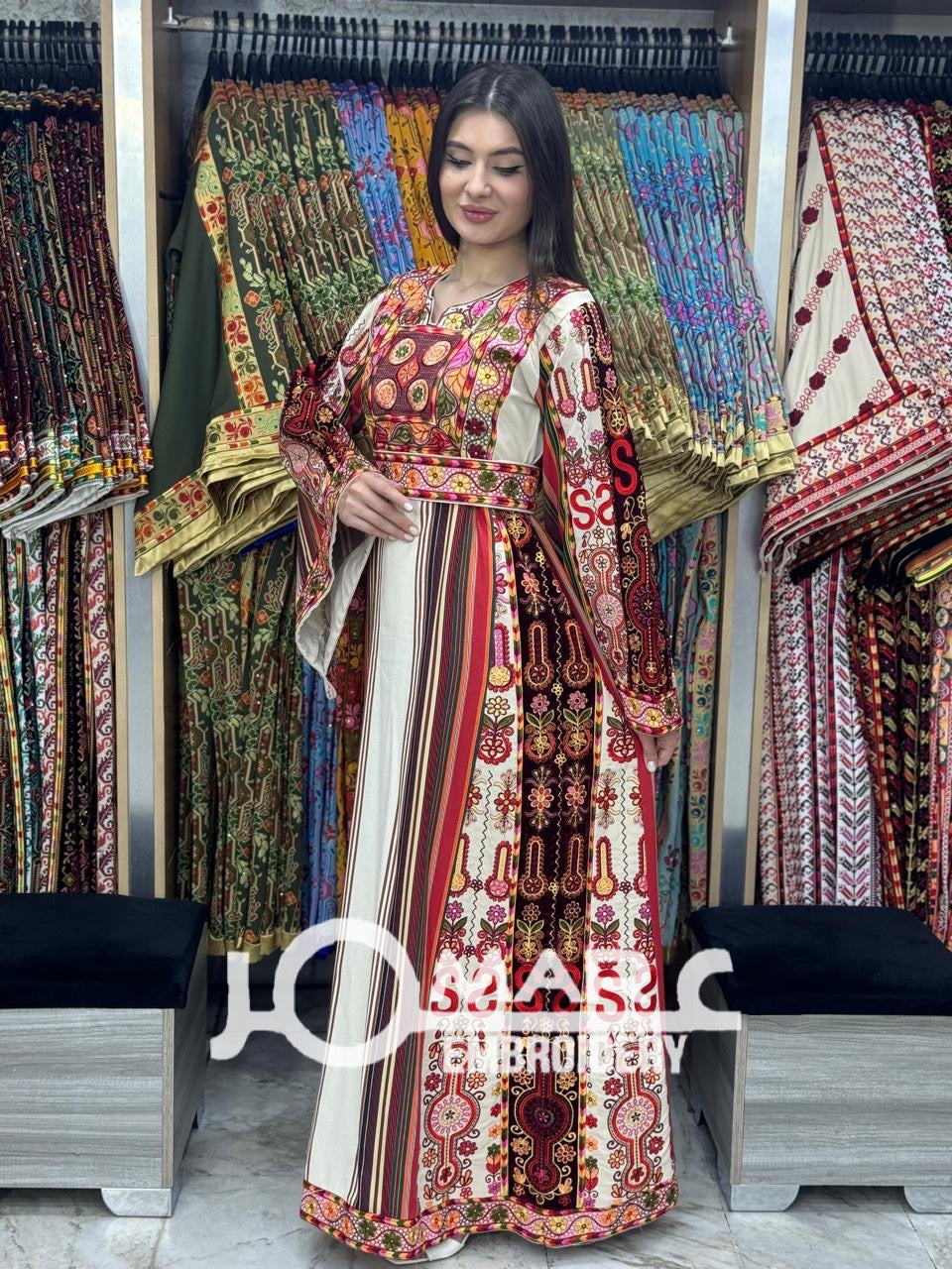 Palestinian thobe Tatreez Embroidered Traditional Palestinian Arabic Dress