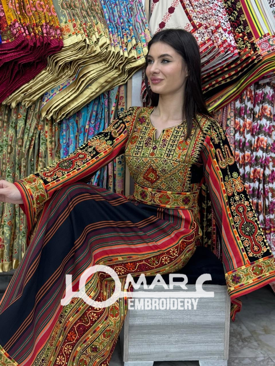 Palestinian thobe Tatreez Embroidered Traditional Palestinian Arabic Dress