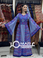 Blue Malacca Embroidery Delicate with Stone Embroidery Thobe
