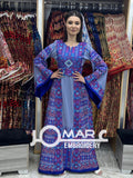 Blue Malacca Embroidery Delicate with Stone Embroidery Thobe