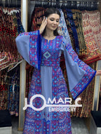 Blue Malacca Embroidery Delicate with Stone Embroidery Thobe