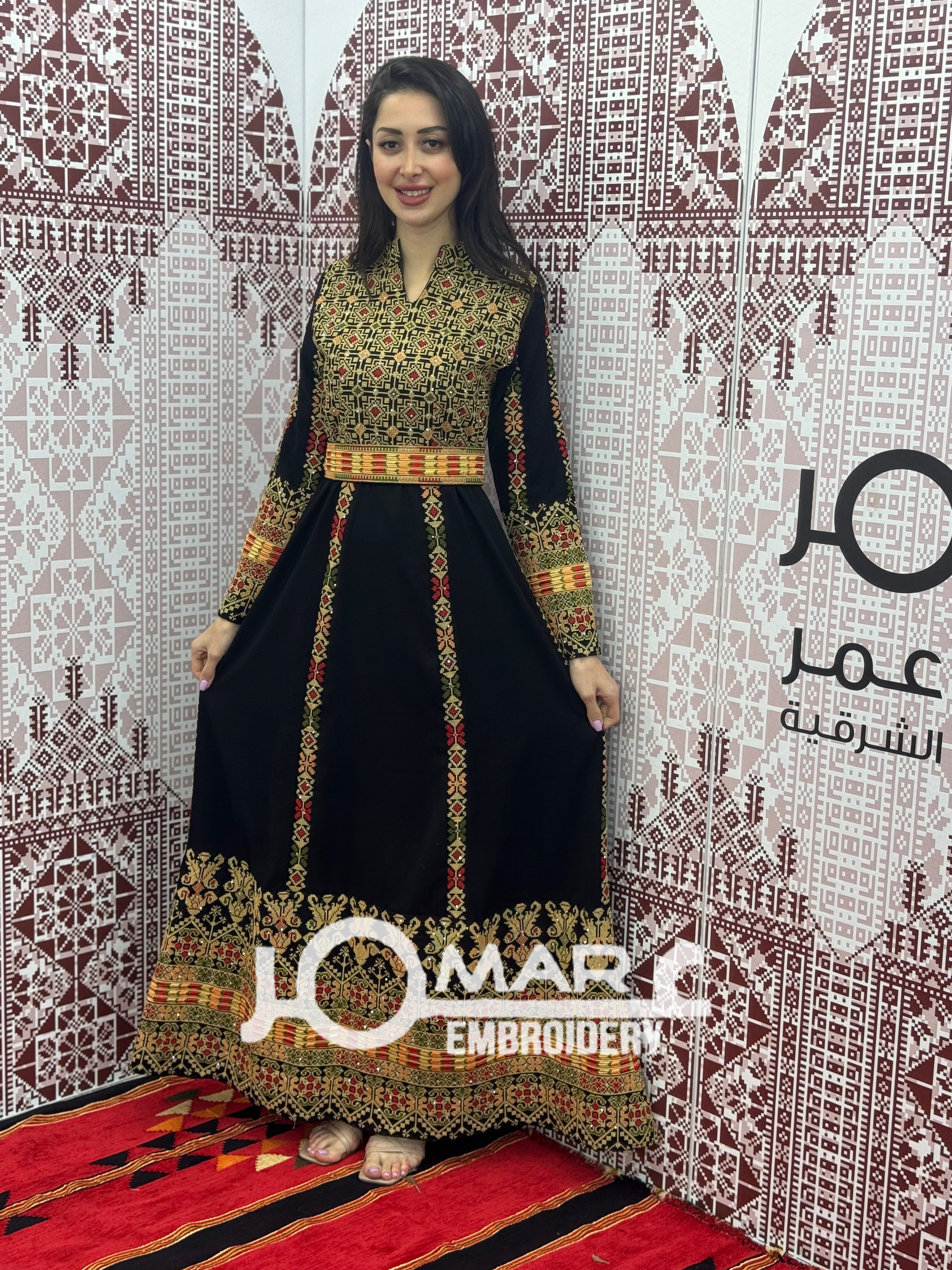 Black Embroidery Delicate with Stone Embroidery Thobe