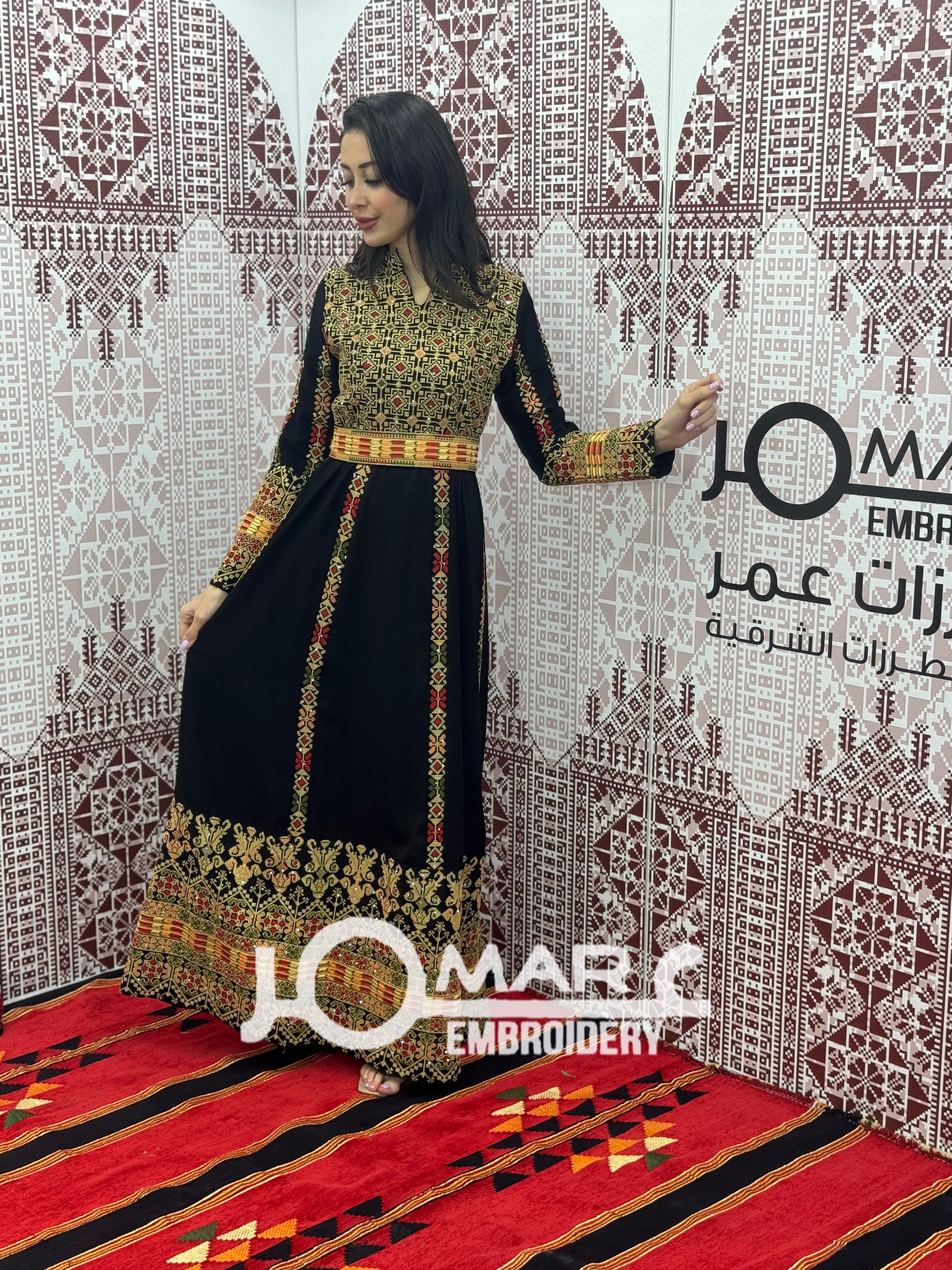 Black Embroidery Delicate with Stone Embroidery Thobe