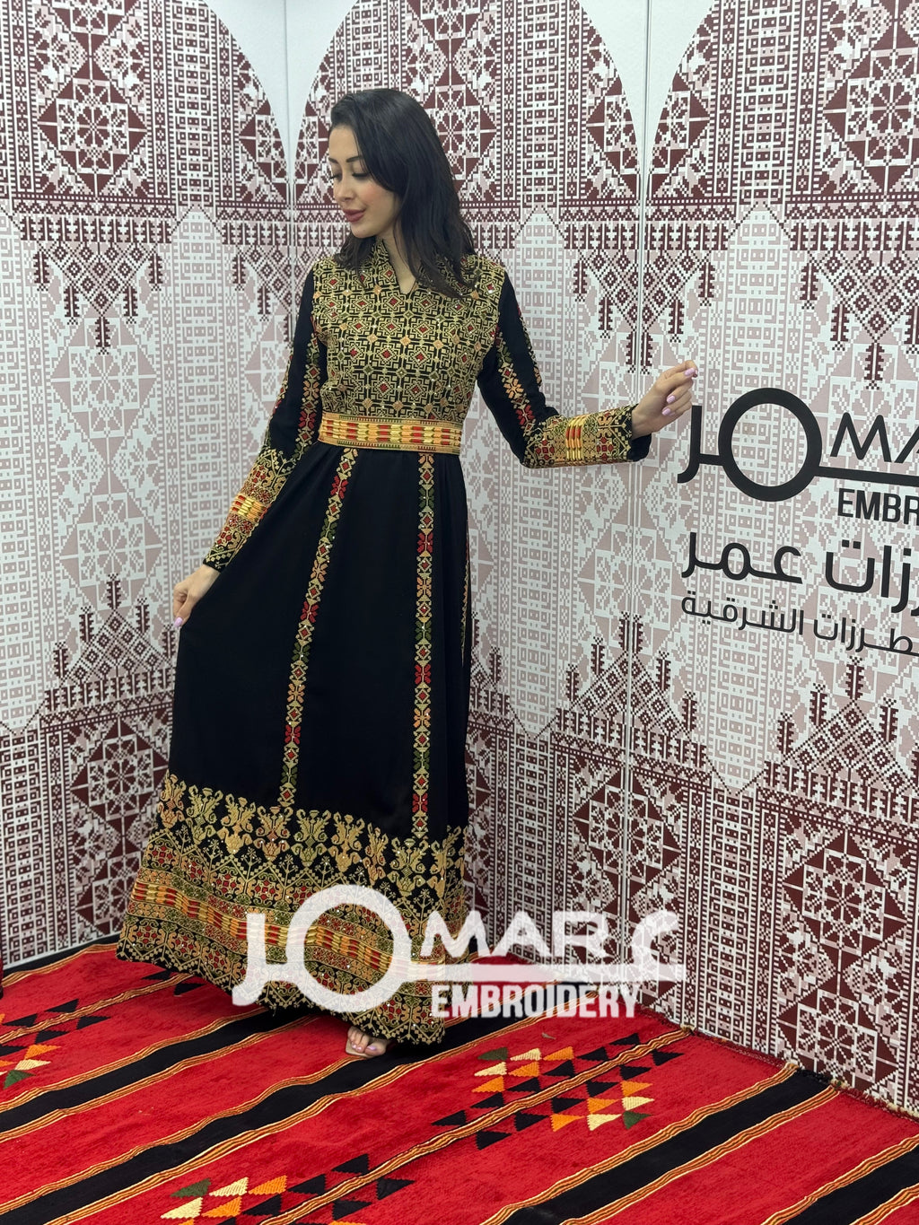 Black Embroidery Delicate with Stone Embroidery Thobe