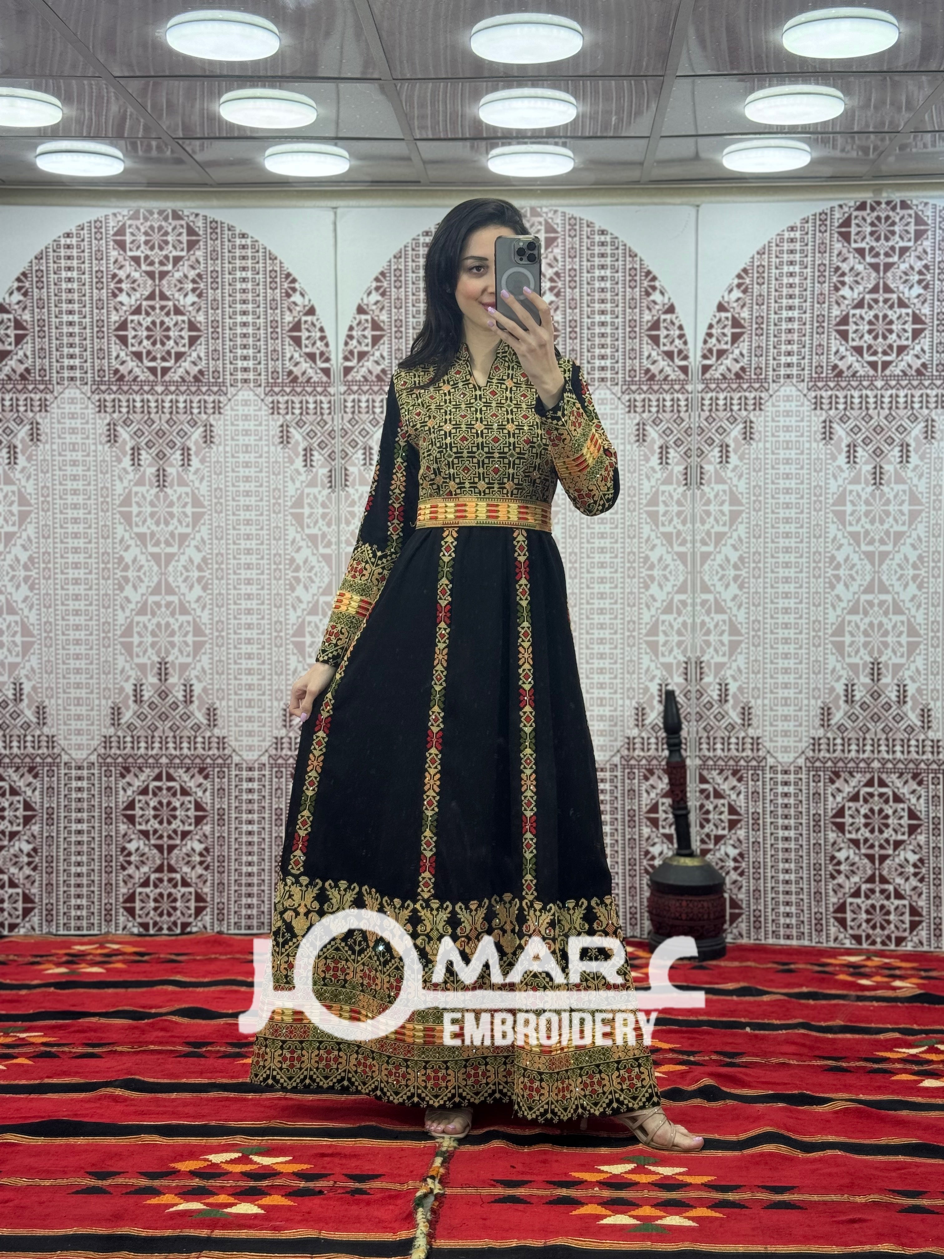 Black Embroidery Delicate with Stone Embroidery Thobe