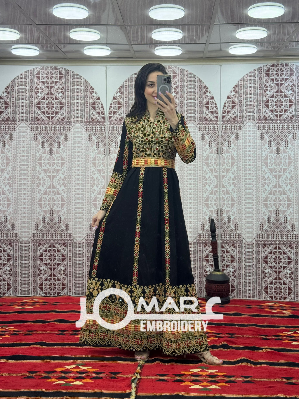 Black Embroidery Delicate with Stone Embroidery Thobe