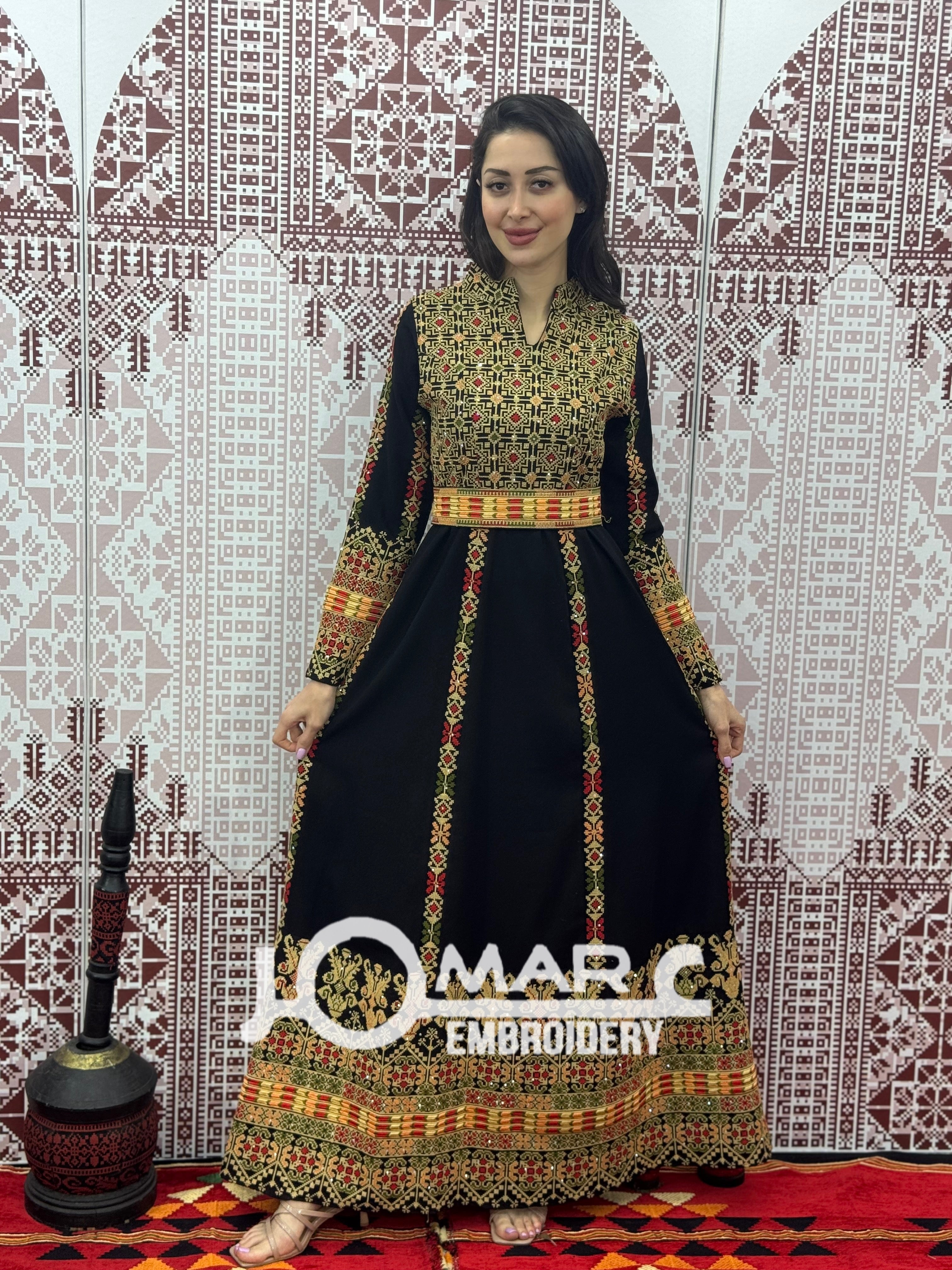 Black Embroidery Delicate with Stone Embroidery Thobe