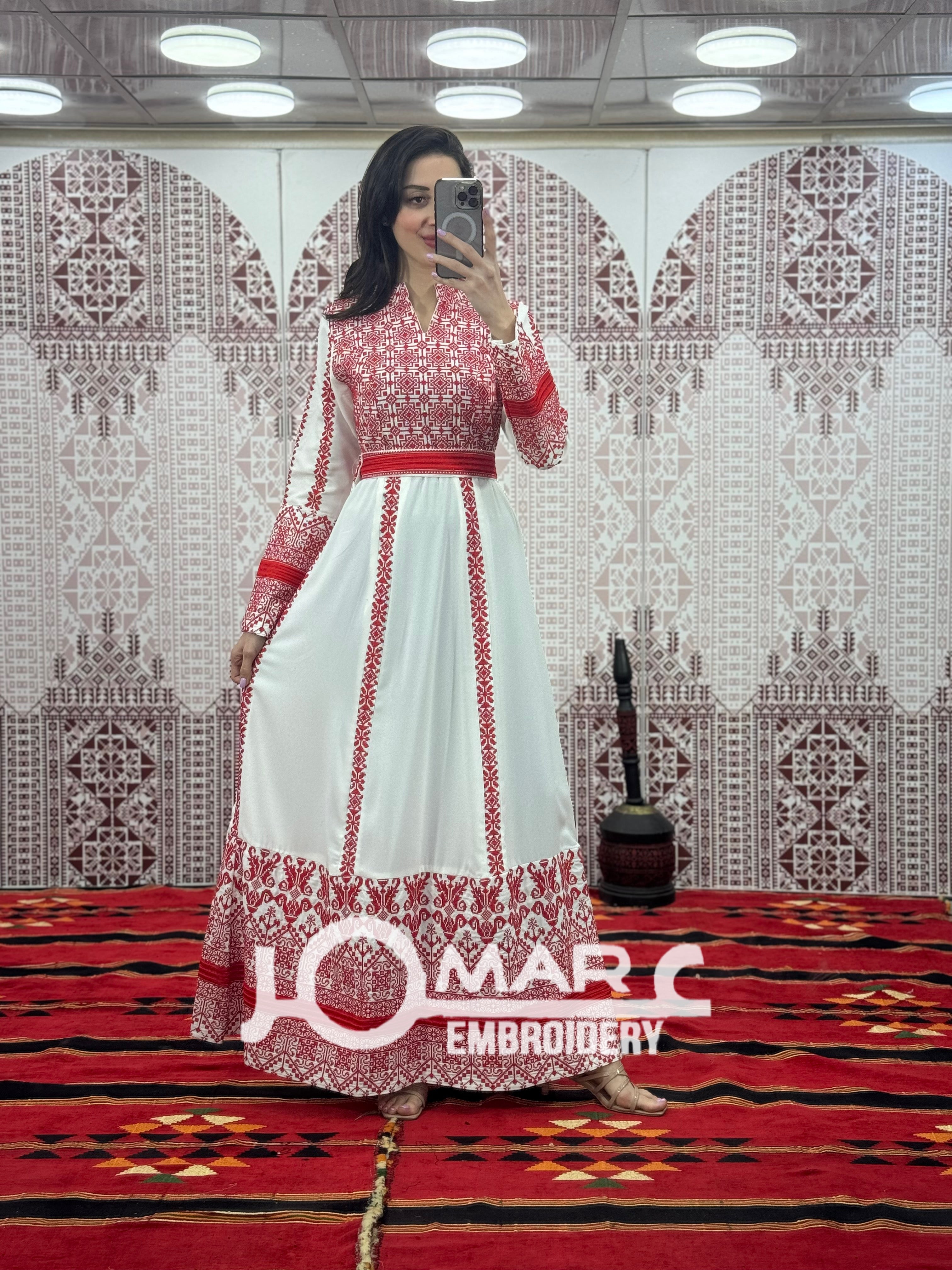 White Embroidery Delicate with Stone Embroidery Thobe