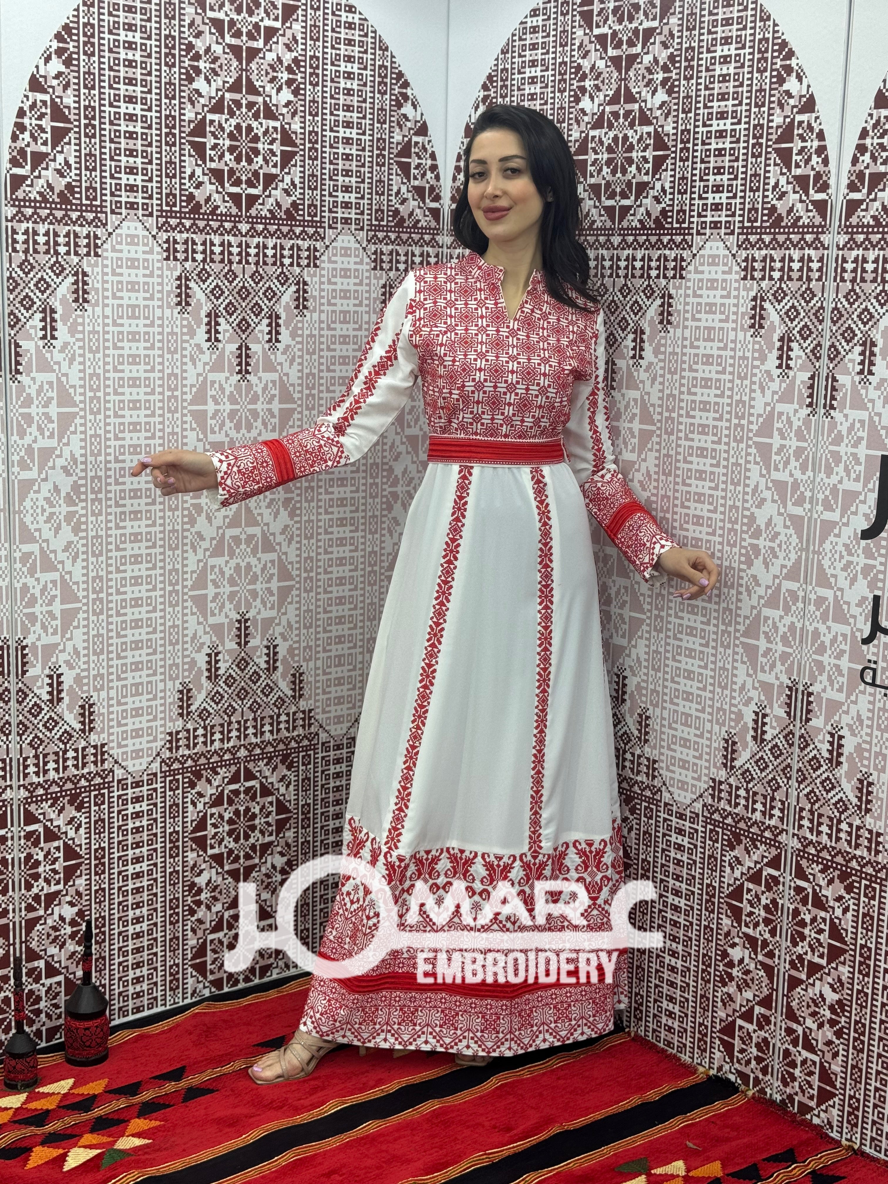 White Embroidery Delicate with Stone Embroidery Thobe
