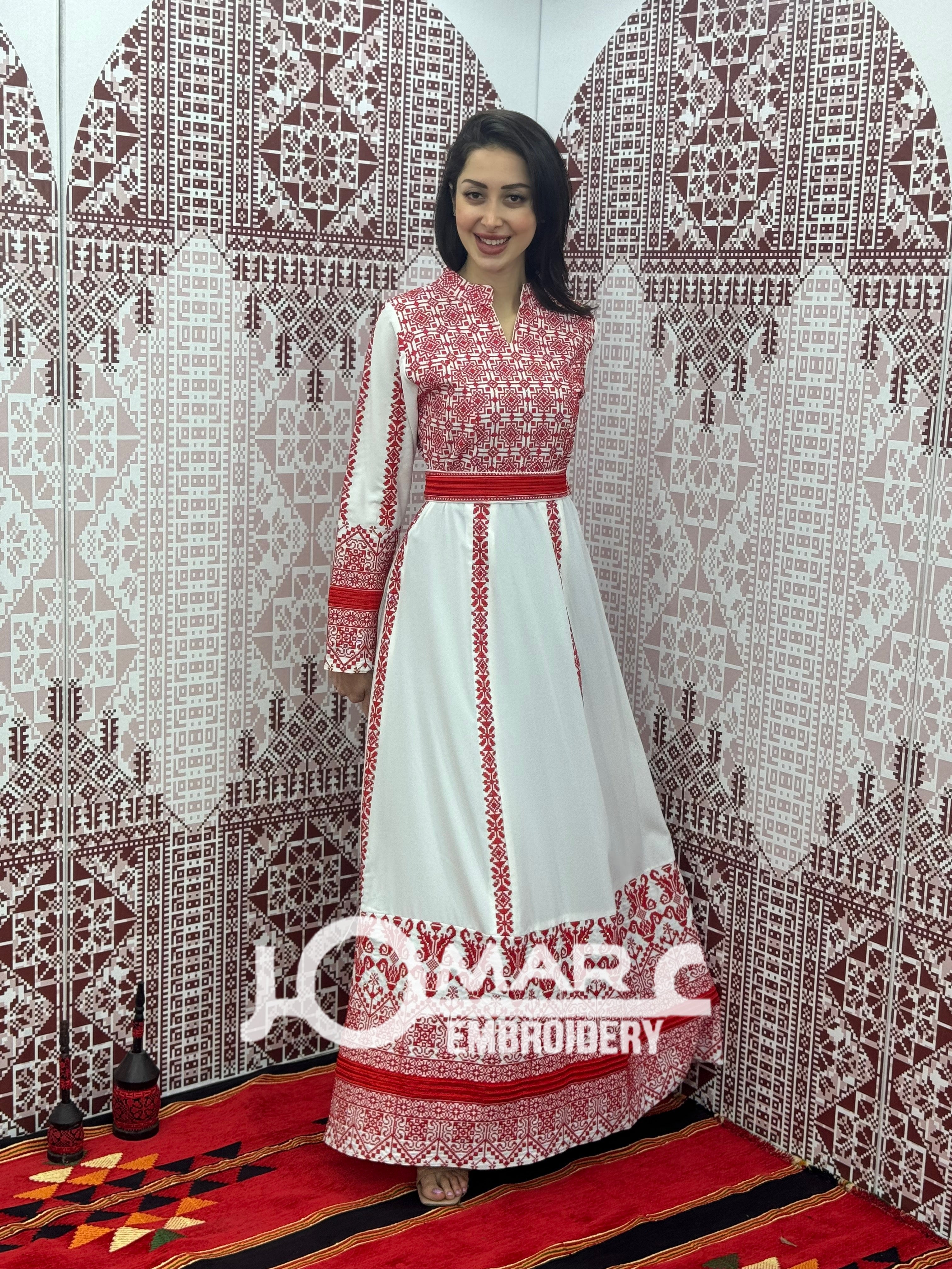 White Embroidery Delicate with Stone Embroidery Thobe