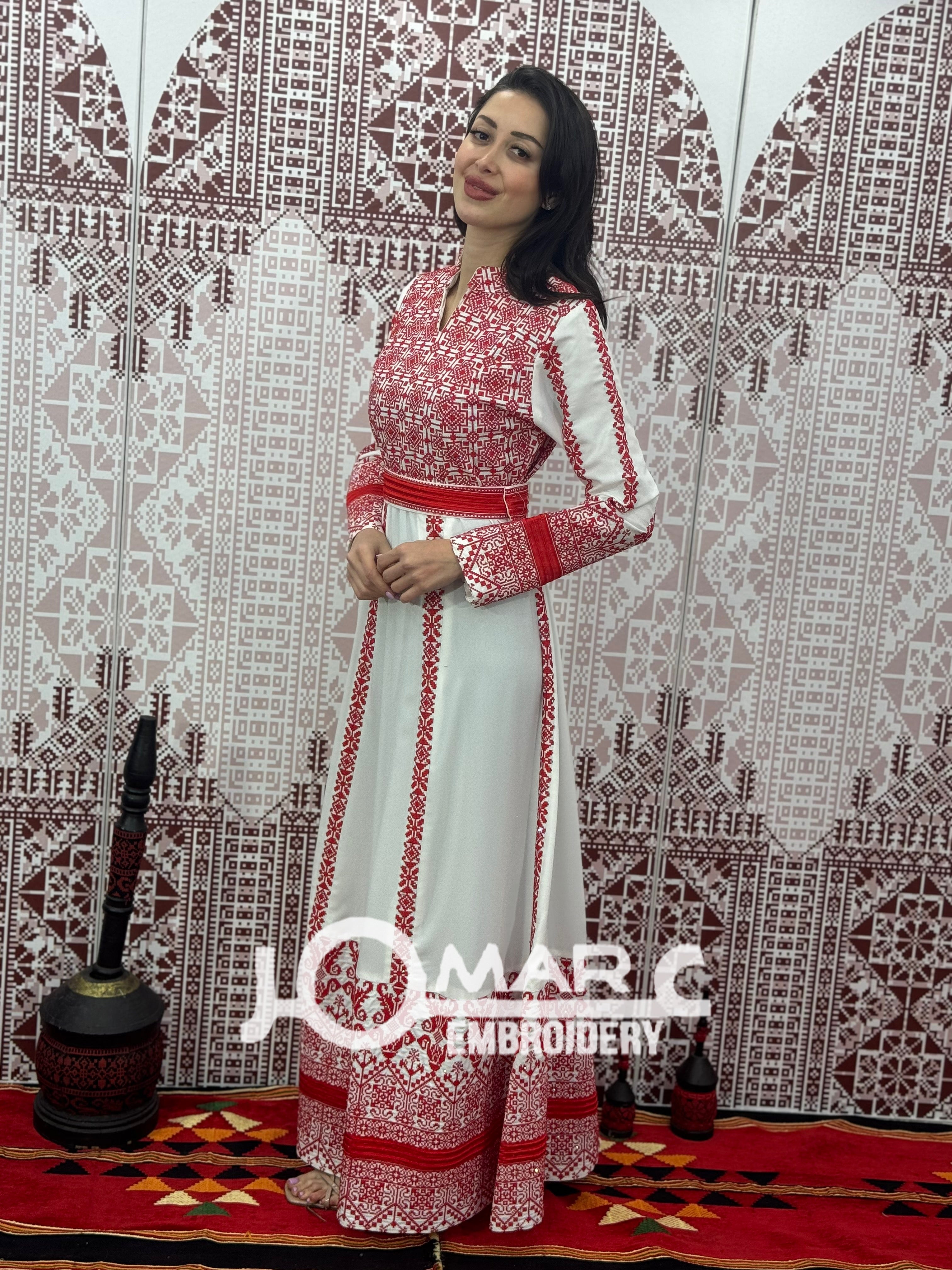 White Embroidery Delicate with Stone Embroidery Thobe