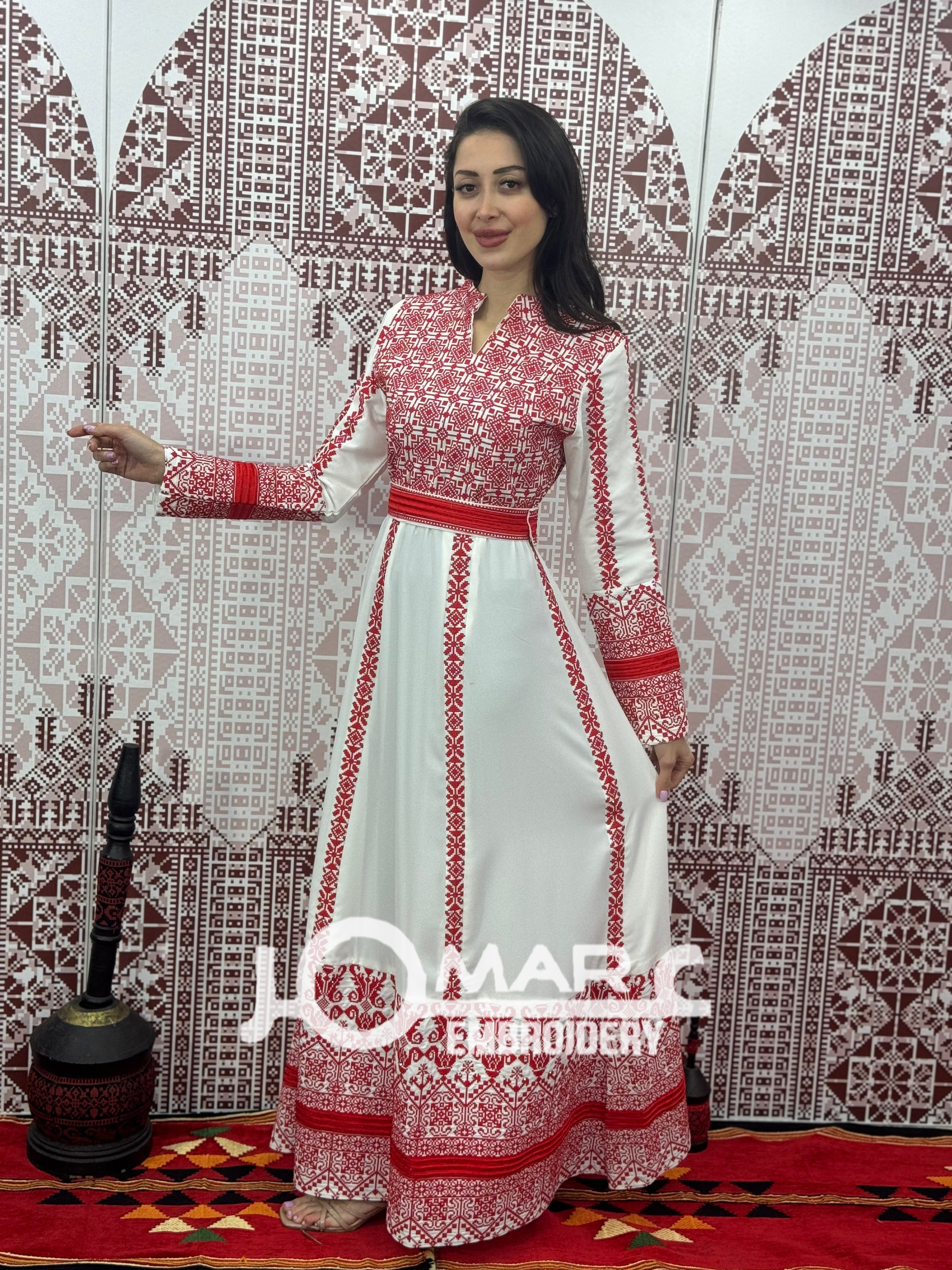 White Embroidery Delicate with Stone Embroidery Thobe