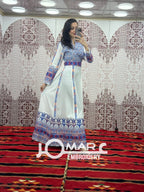 White Embroidery Delicate with Stone Embroidery Thobe