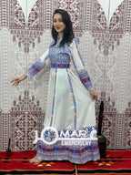 White Embroidery Delicate with Stone Embroidery Thobe
