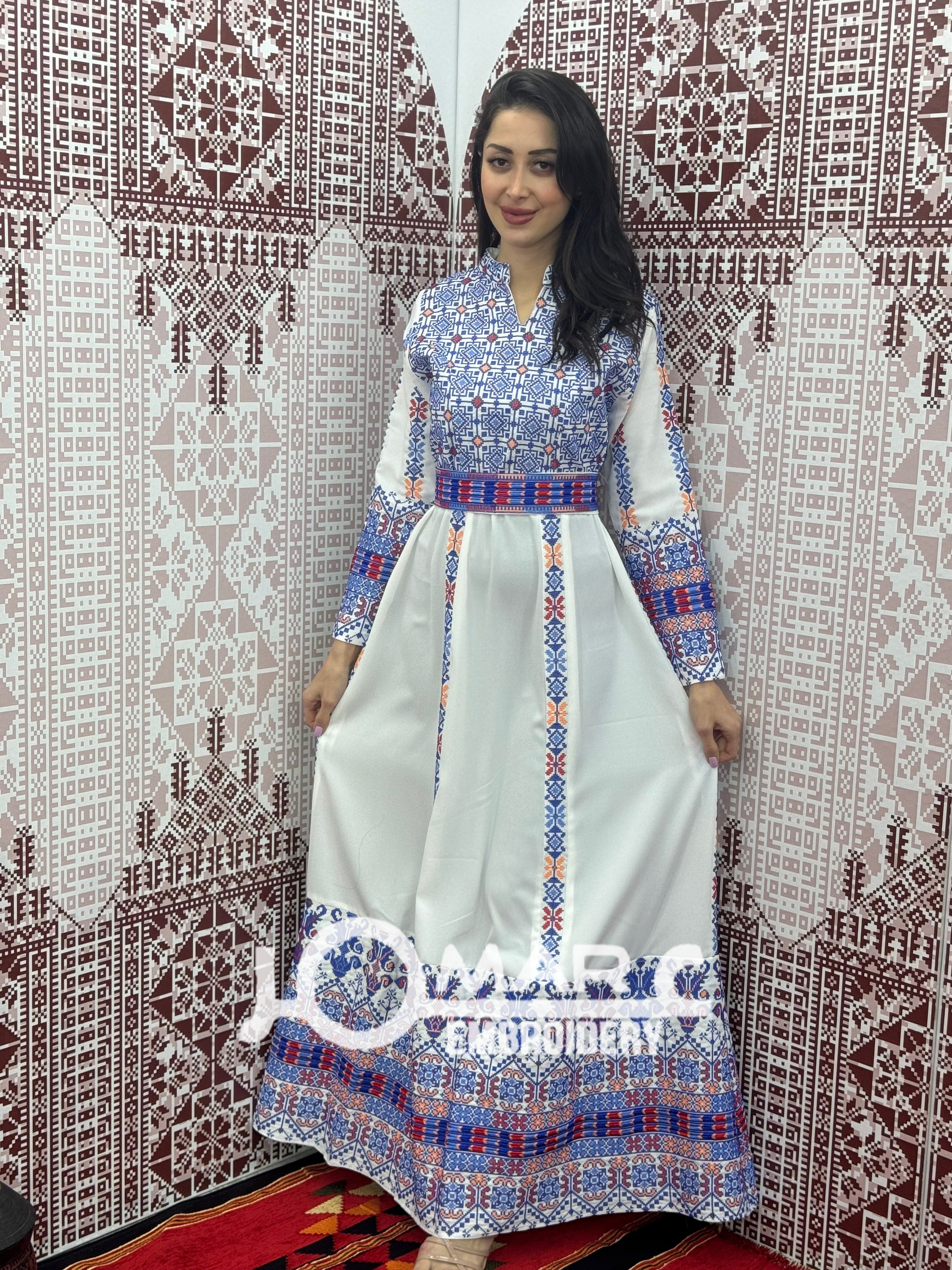 White Embroidery Delicate with Stone Embroidery Thobe