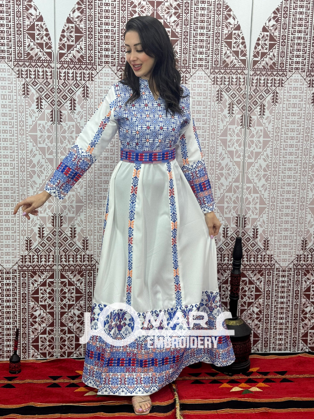 White Embroidery Delicate with Stone Embroidery Thobe