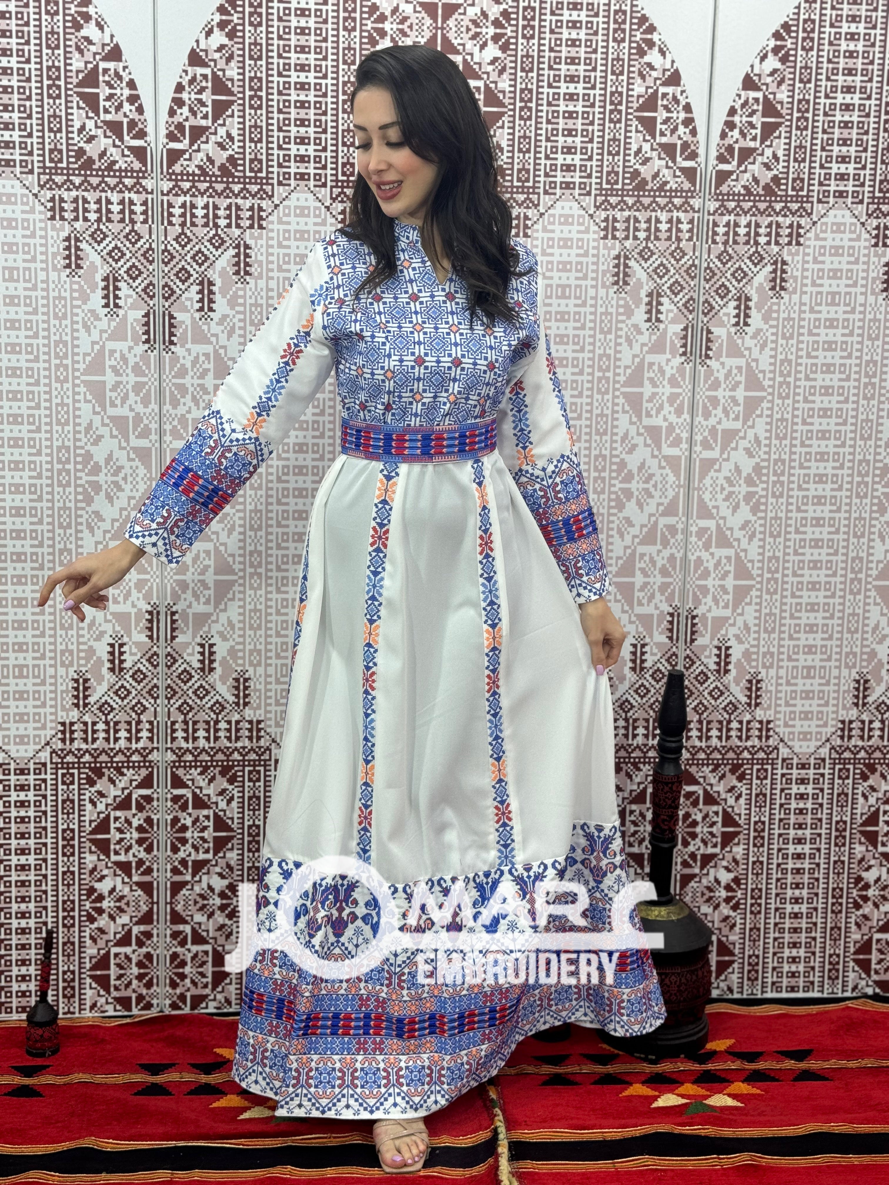 White Embroidery Delicate with Stone Embroidery Thobe