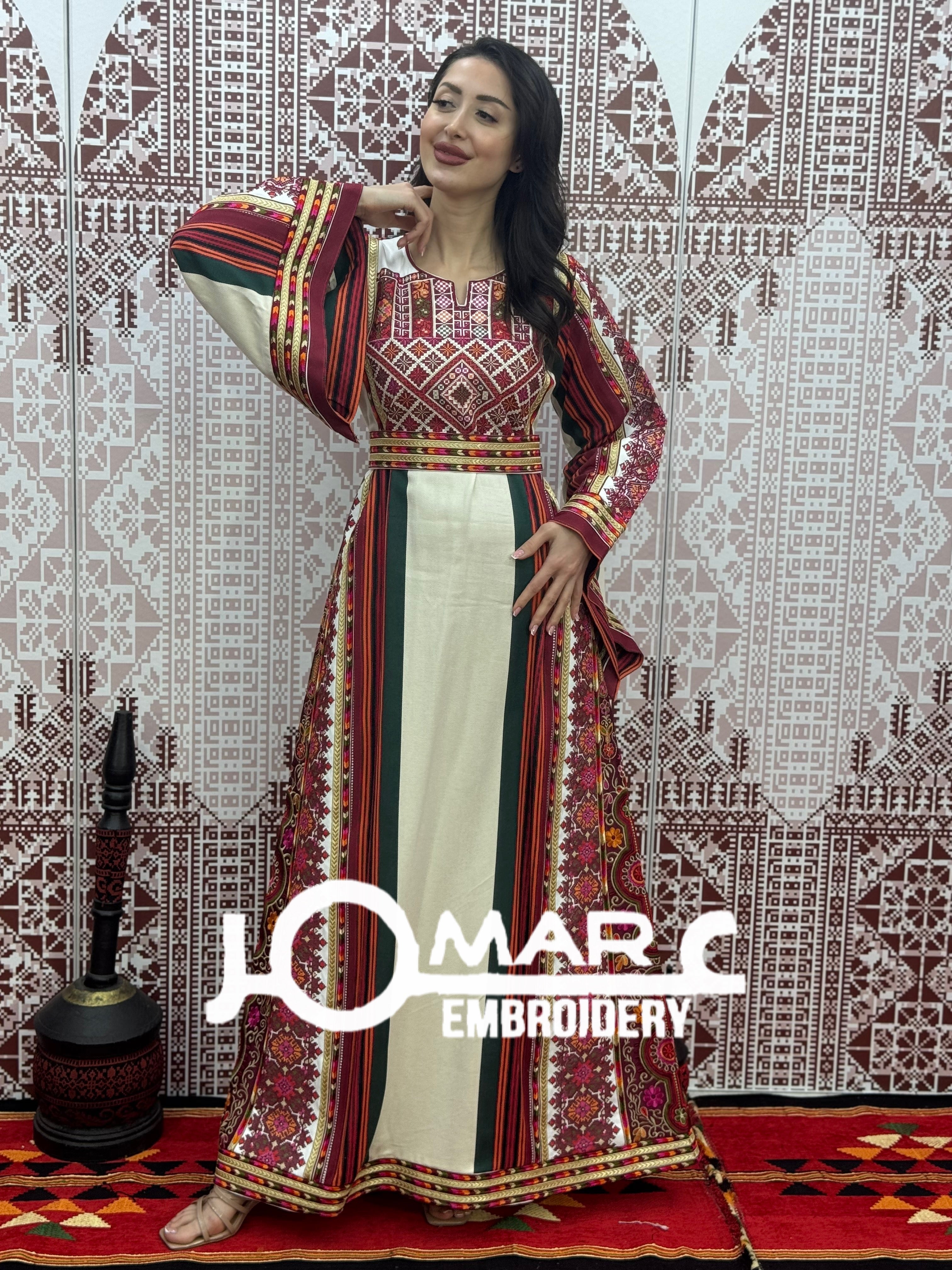 Majdalawi Palestinian thobe Tatreez Embroidered Traditional Palestinian Arabic Dress