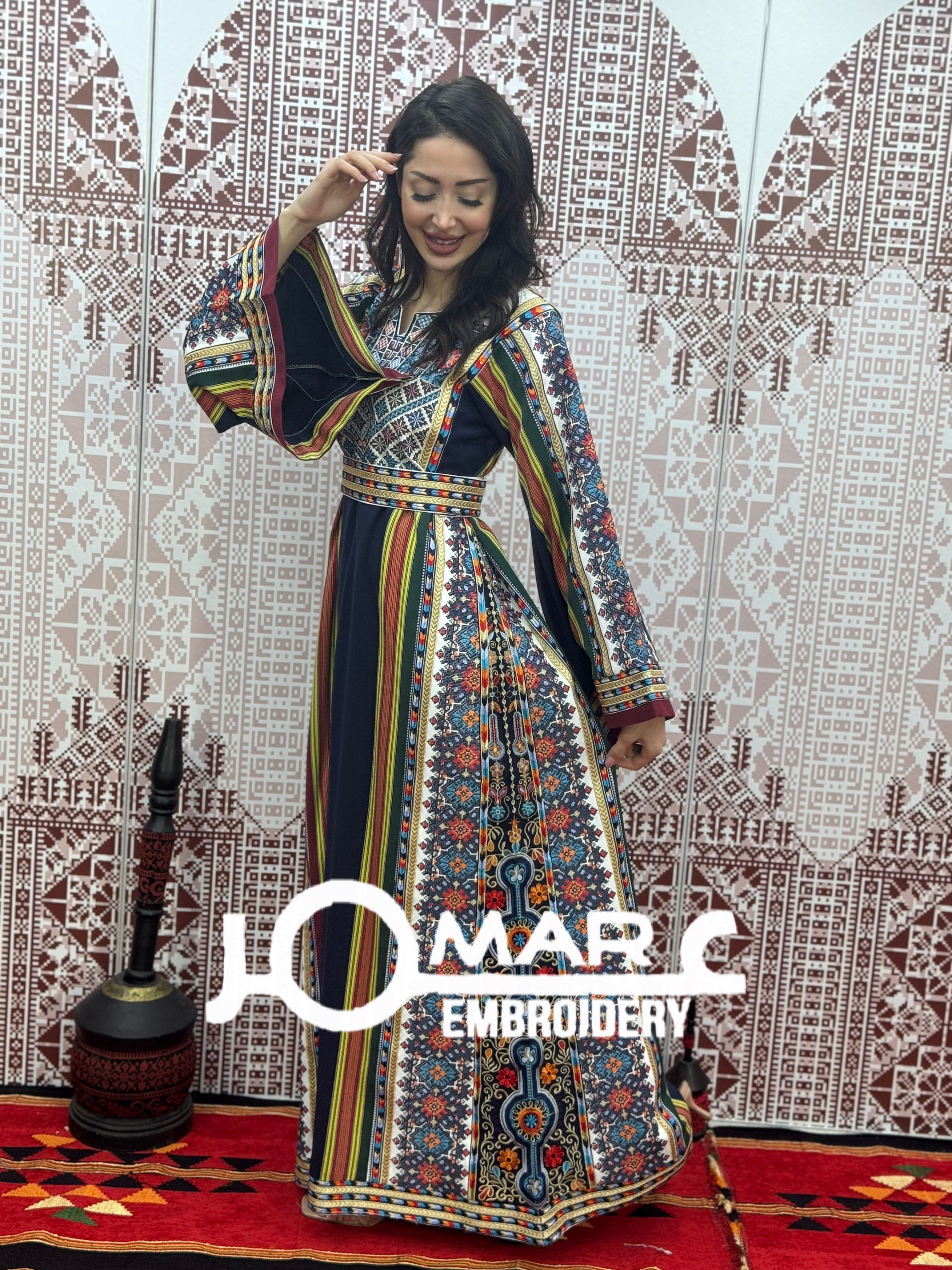 Majdalawi Palestinian thobe Tatreez Embroidered Traditional Palestinian Arabic Dress