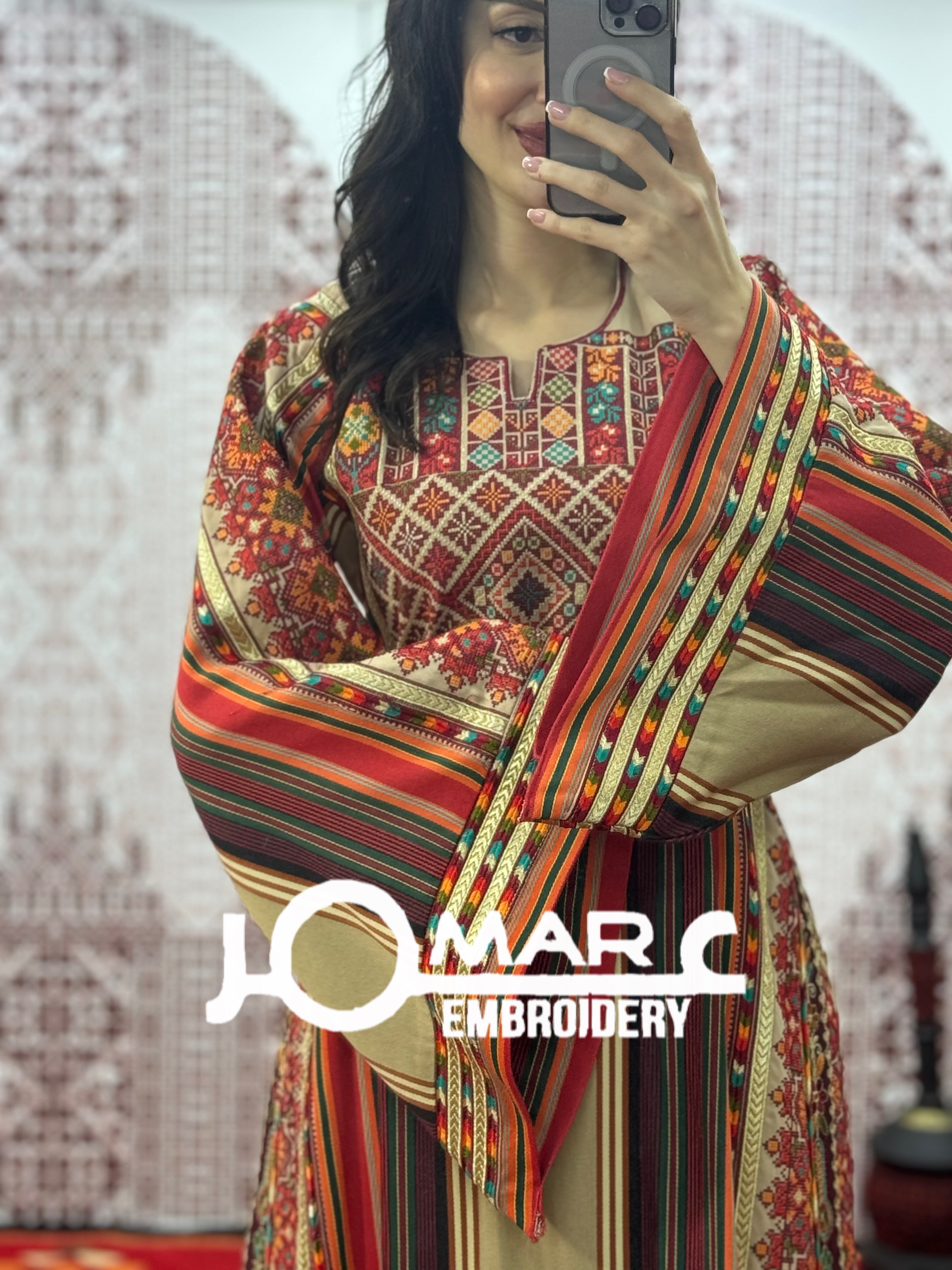 Majdalawi Palestinian thobe Tatreez Embroidered Traditional Palestinian Arabic Dress