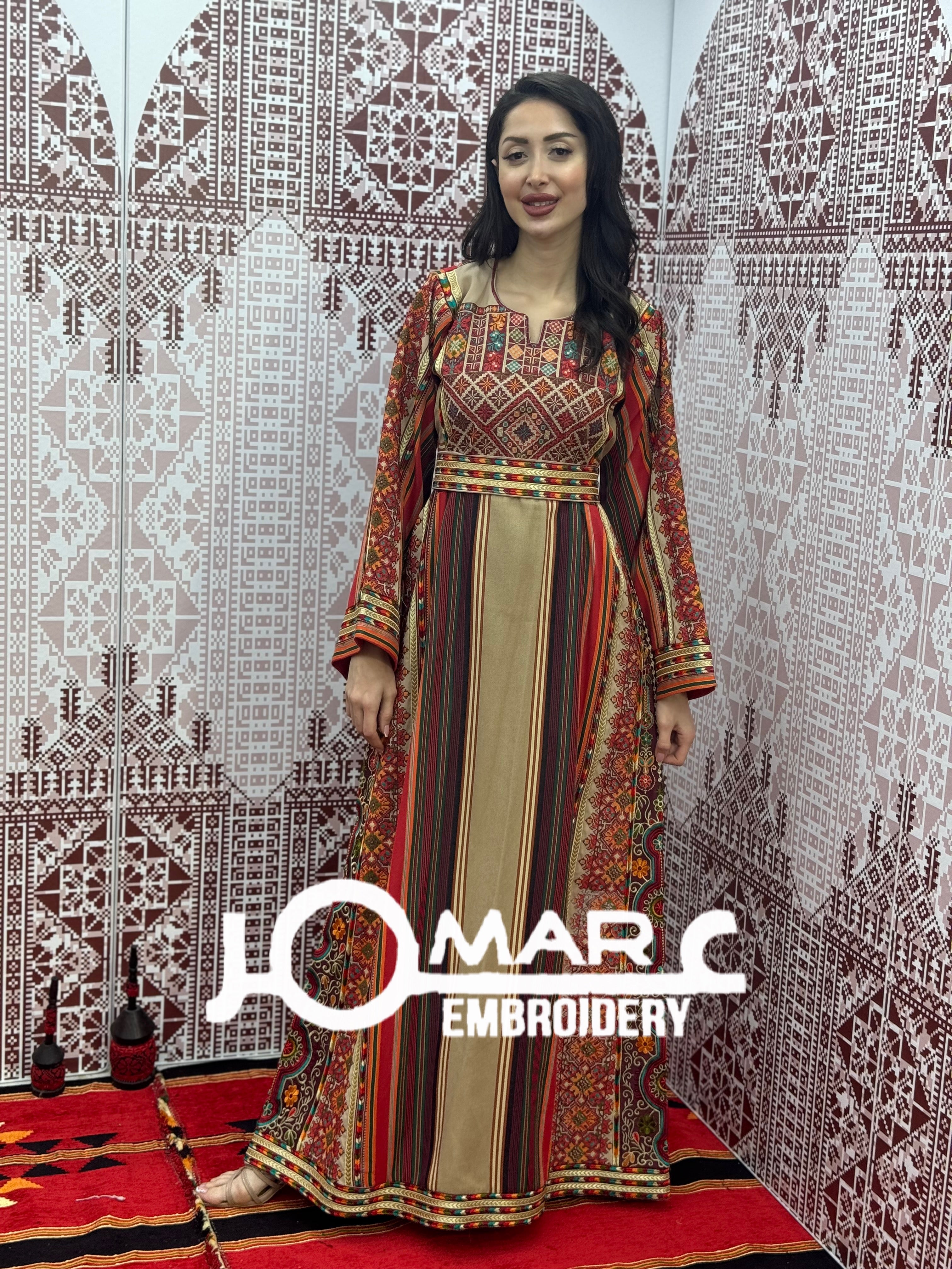 Majdalawi Palestinian thobe Tatreez Embroidered Traditional Palestinian Arabic Dress