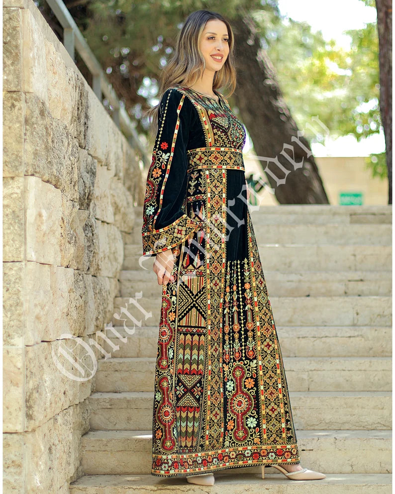 Palestinian thobe Vlevet Tatreez Embroidered Traditional Palestinian Arabic Dress ث