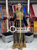 Thobe Embroidered Palestinian Maxi Dress Long Sleeves Kaftan Palestinian Princess Design And Embroidery