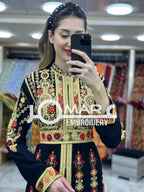 Thobe Embroidered Palestinian Maxi Dress Long Sleeves Kaftan Palestinian Princess Design And Embroidery