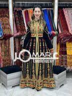 Thobe Embroidered Palestinian Maxi Dress Long Sleeves Kaftan Palestinian Princess Design And Embroidery