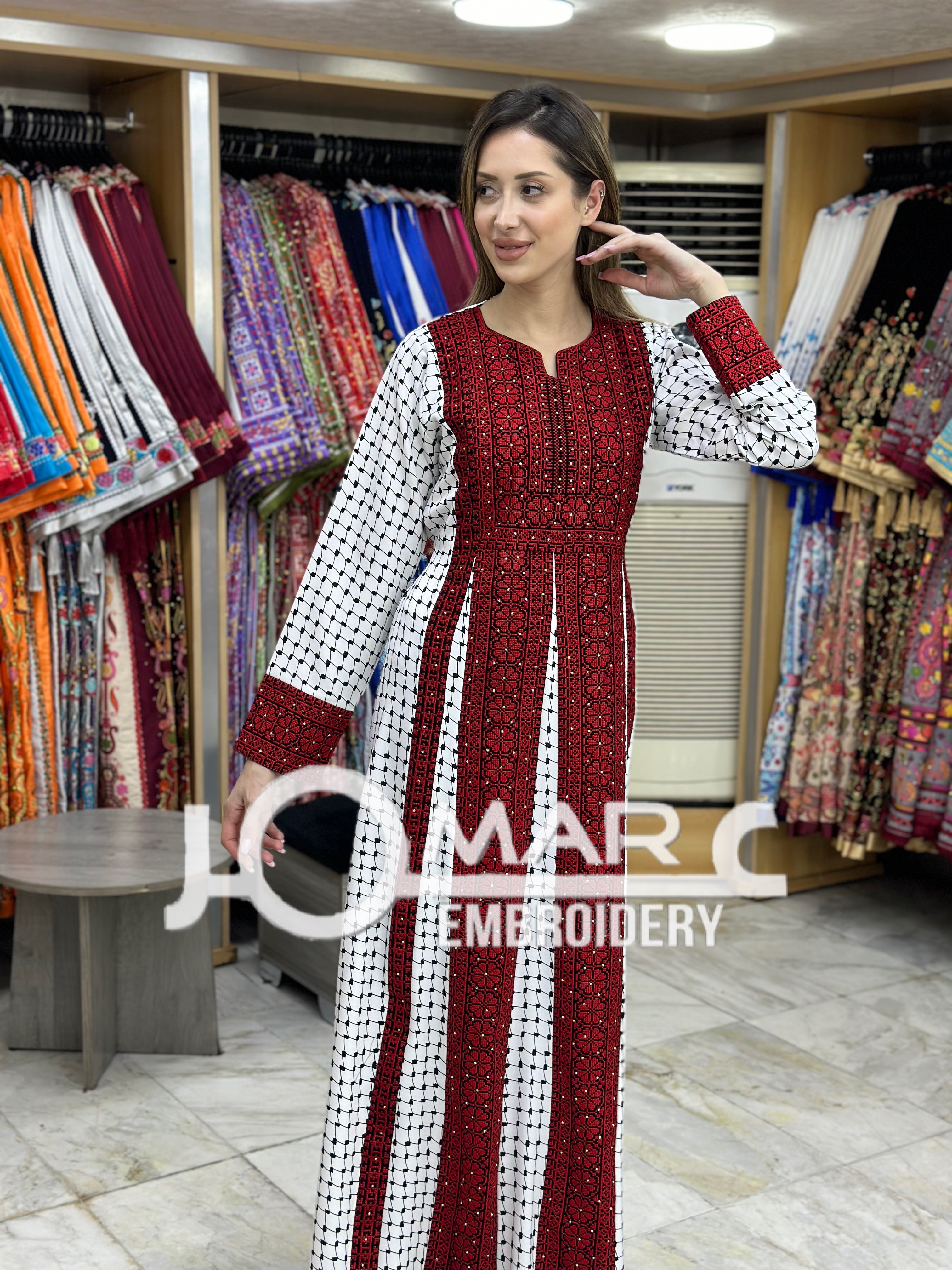Palestinian thobe Tatreez Embroidered Traditional Palestinian Arabic Dress