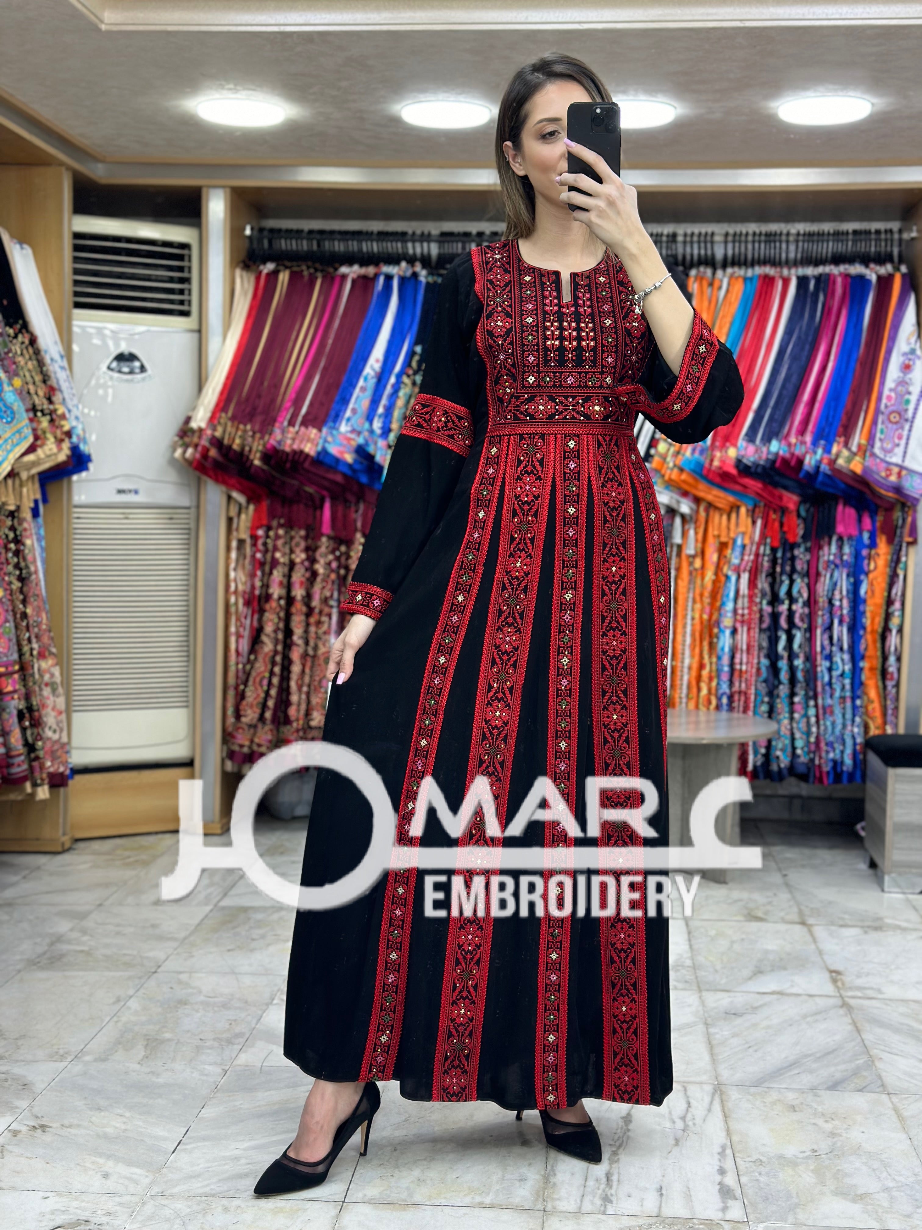 Palestinian thobe Tatreez Embroidered Traditional Palestinian Arabic Dress