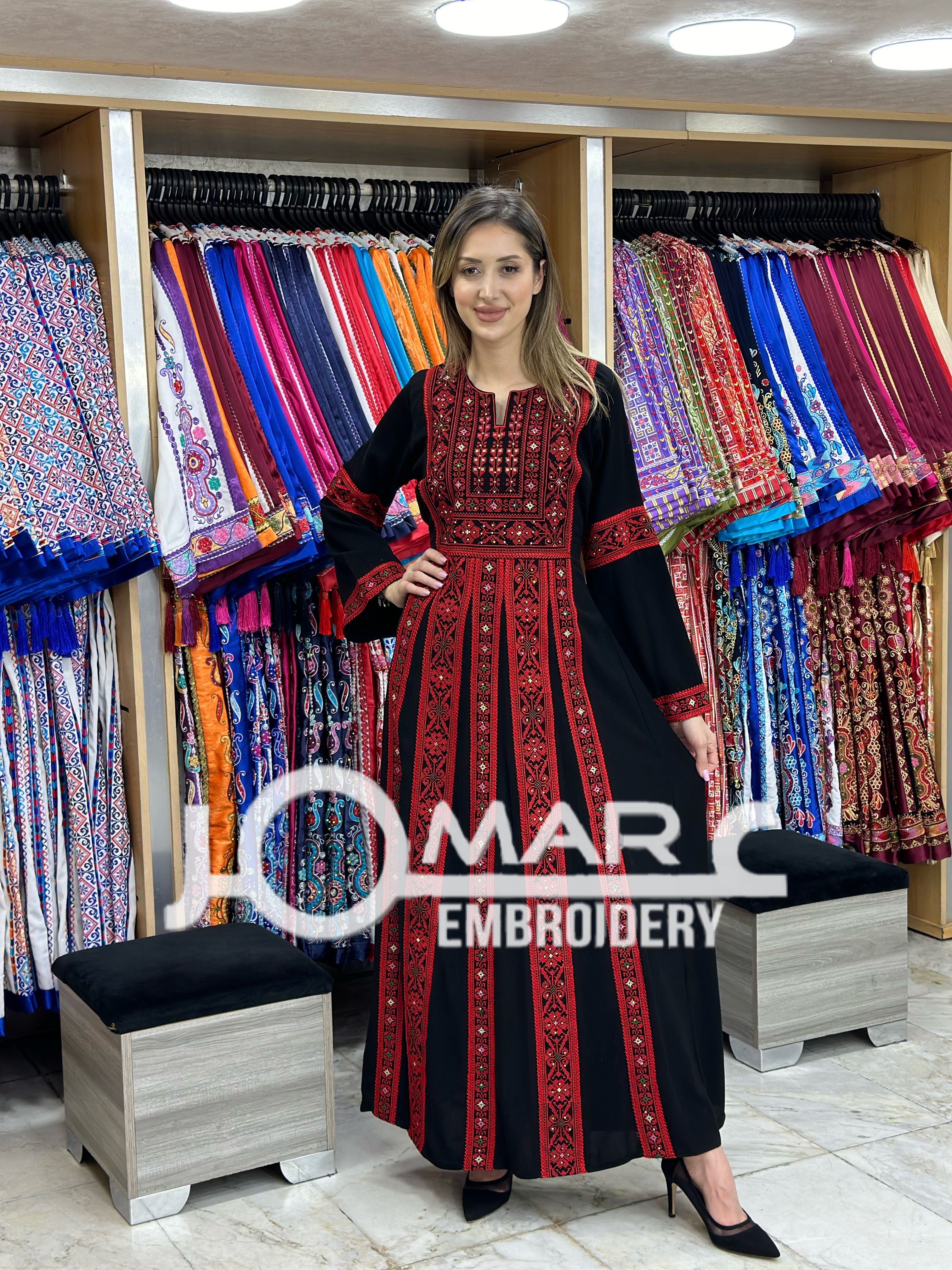 Palestinian thobe Tatreez Embroidered Traditional Palestinian Arabic Dress