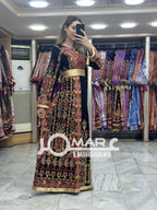 Black/Gold Thoub Embroidery Stone Thobe with Matching Embroidery Belt