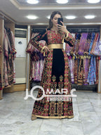 Black/Gold Thoub Embroidery Stone Thobe with Matching Embroidery Belt