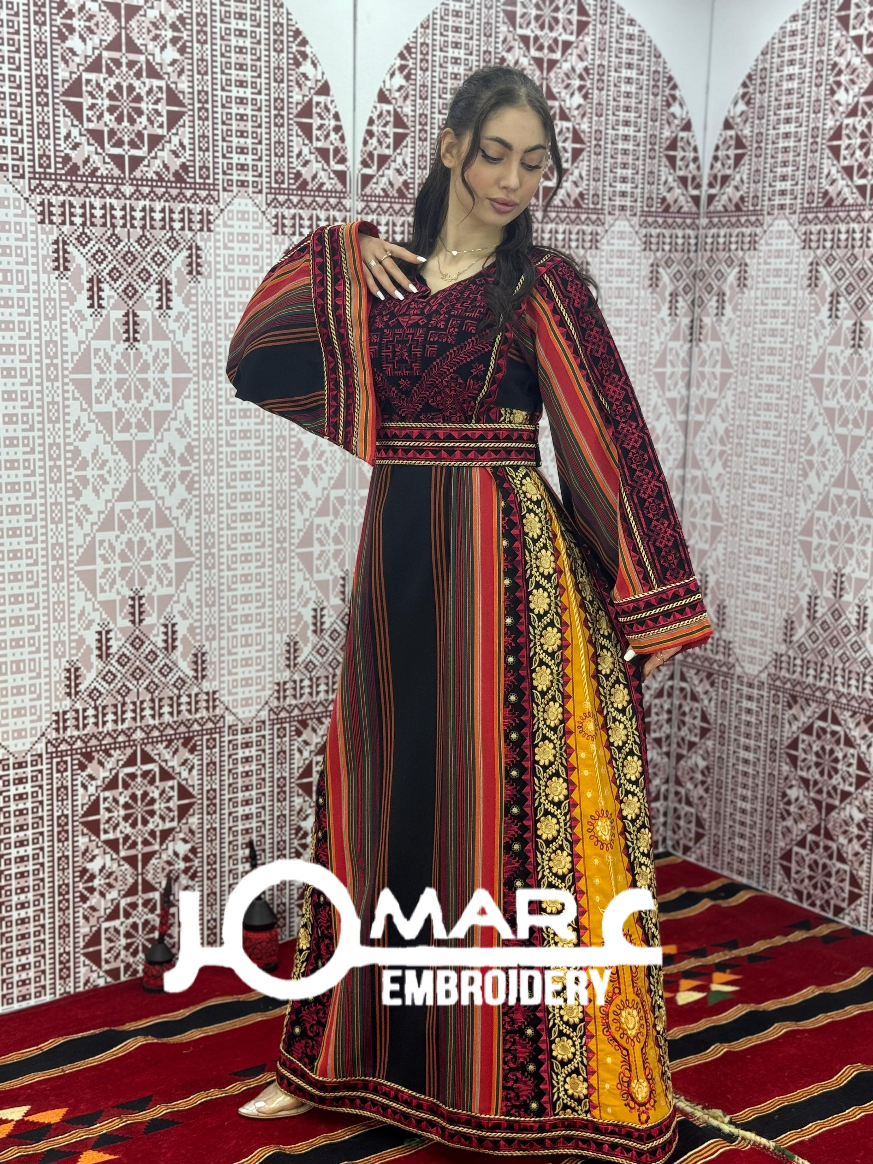 Majdalawi Palestinian thobe Tatreez Embroidered Traditional Palestinian Arabic Dress
