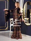 Purple Luxury Mermaid Gold Embroidery Velvet Thoub
