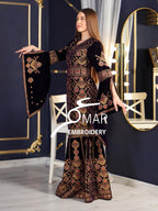 Purple Luxury Mermaid Gold Embroidery Velvet Thoub